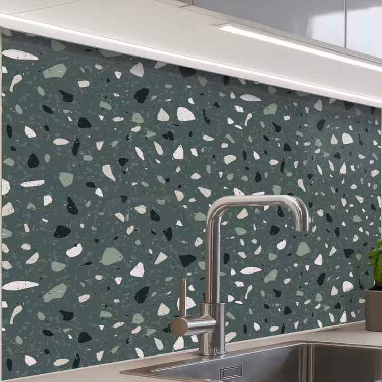 Küchenrückwand - Terrazzo - Muster - Bunt - Grün — 1