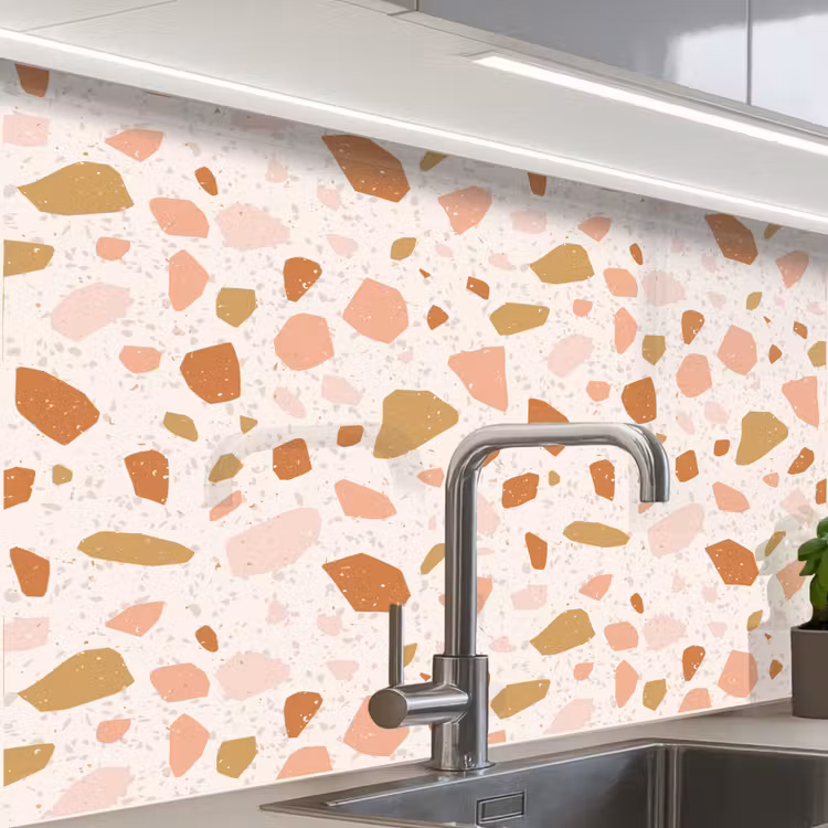 Küchenrückwand - Terrazzo - Muster - Bunt - Lachs — 1