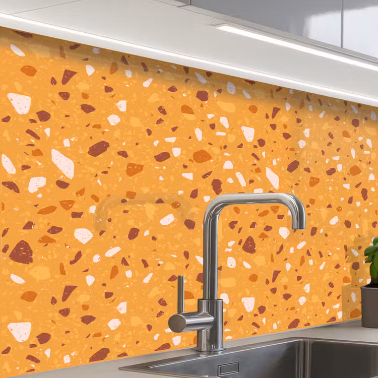 Küchenrückwand - Terrazzo - Muster - Ockergelb — 1