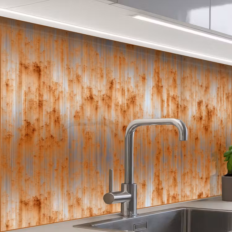 Küchenrückwand - Metall - Grau - Orange - Rost — 1
