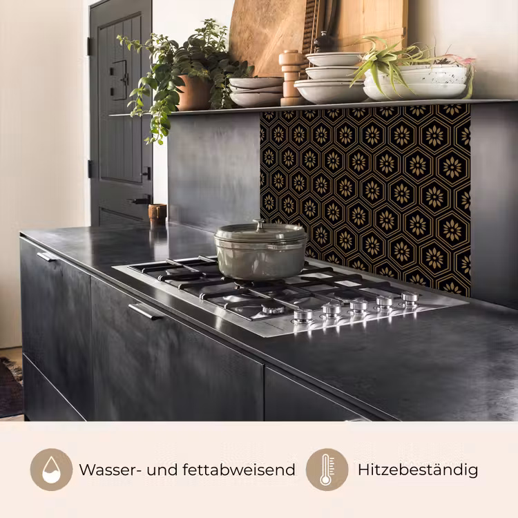 Küchenrückwand - Blumen - Gold - Sechseck — 4