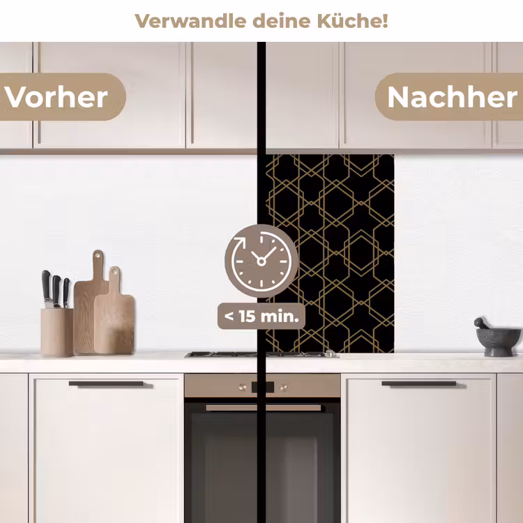 Küchenrückwand - Interwoven - Sechsecke - Schwarz - Gold — 2