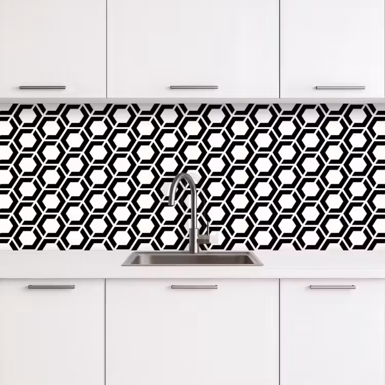 Küchenrückwand - Schwarz - Weiß - Geometrisch - Gemustert — 1
