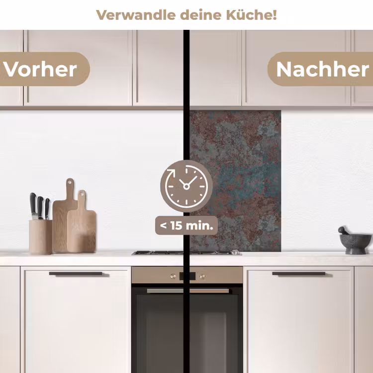 Küchenrückwand - Blau - Grau - Rost - Muster — 2