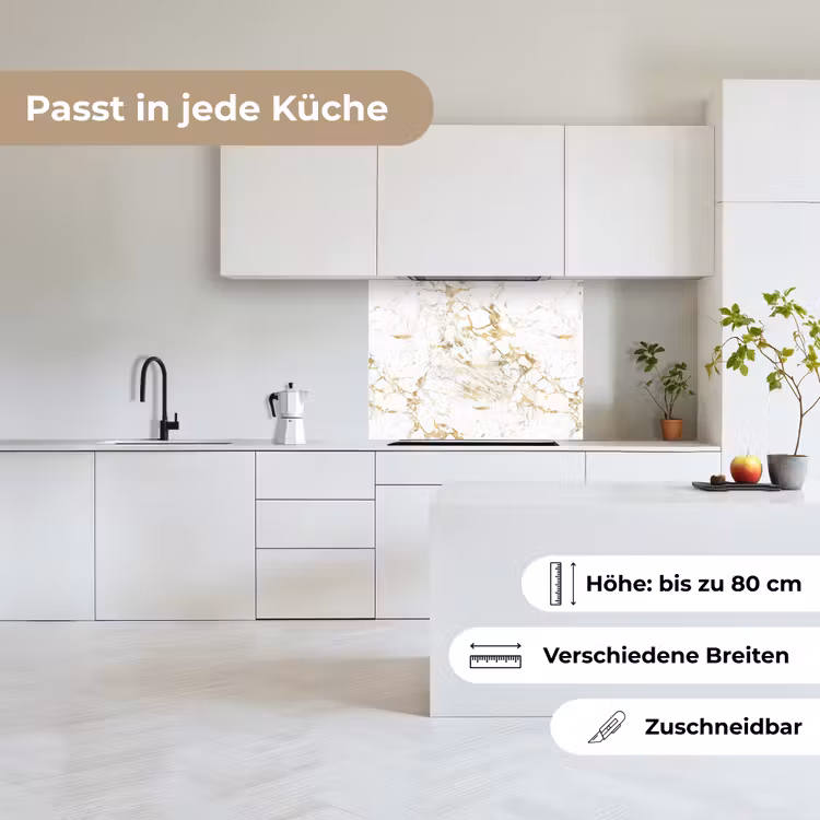 Küchenrückwand - Weiß - Marmor - Luxus - Gold — 6