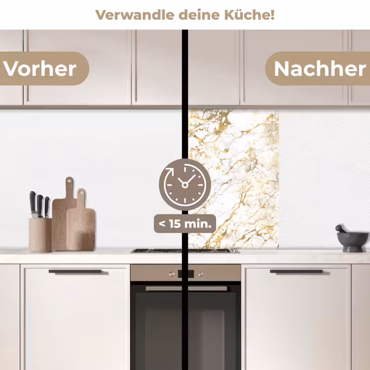Küchenrückwand - Goldspritzer - Weiß - Marmor — 2