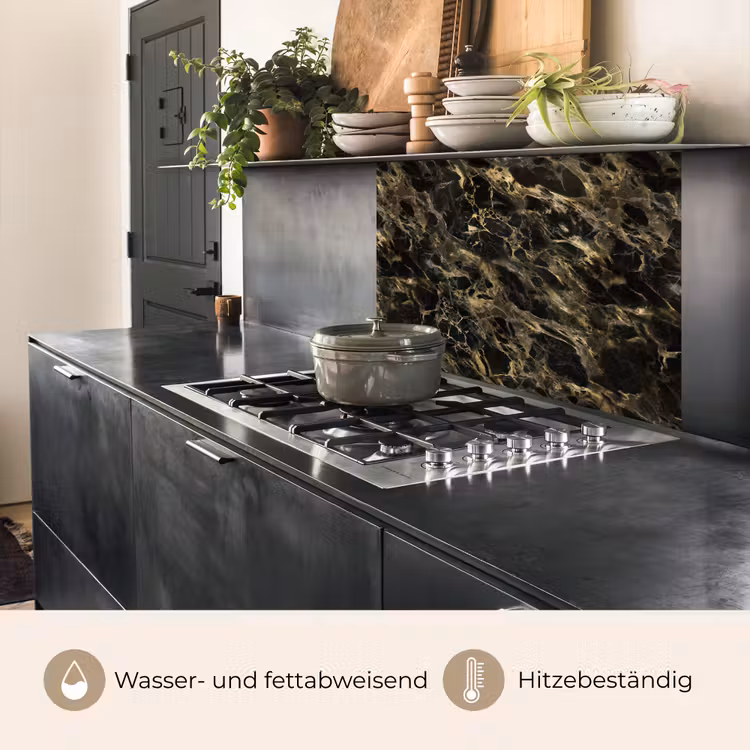 Küchenrückwand - Kristall - Gold - Schwarz - Marmor — 4