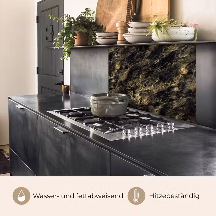 Küchenrückwand - Marmor - Schwarz - Gold — 4