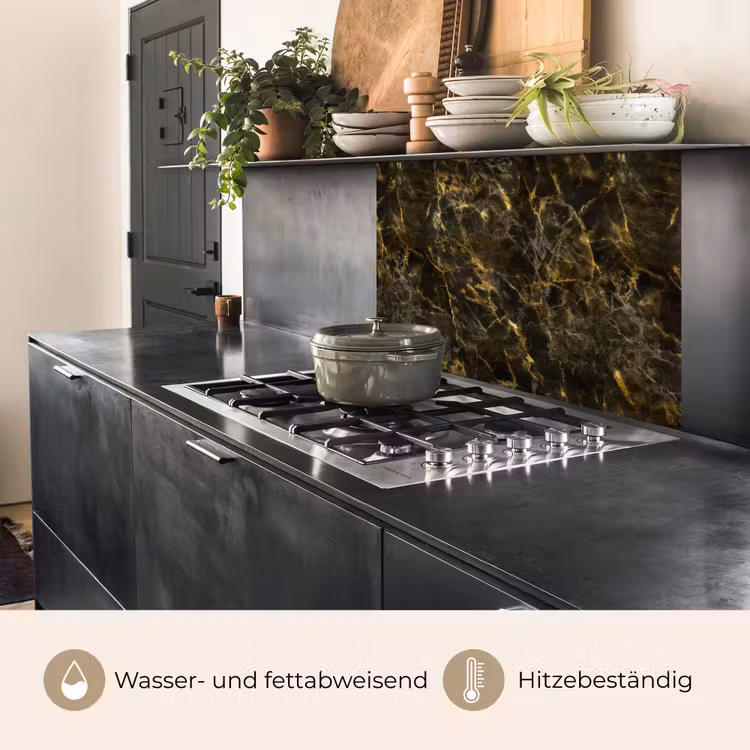 Küchenrückwand - Schwarz - Marmor - Gold — 4