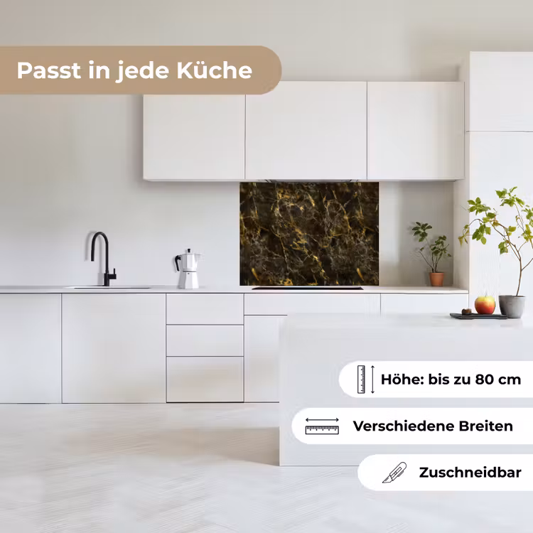 Küchenrückwand - Schwarz - Marmor - Gold — 6