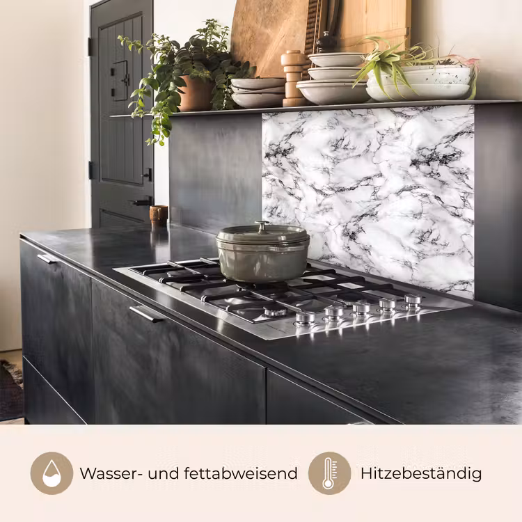 Küchenrückwand - Marmor - Schwarz - Dramatisch - Weiß — 4