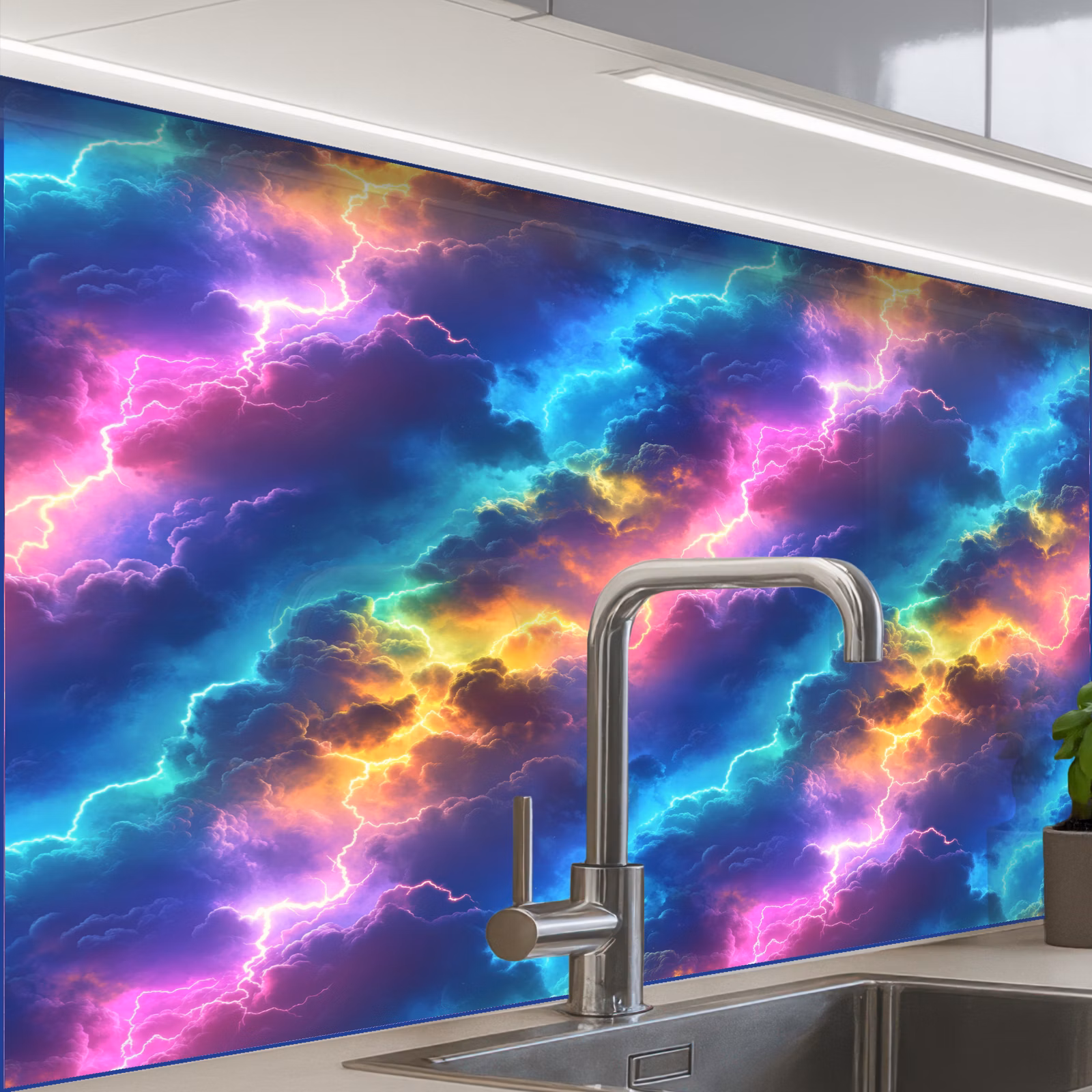 Küchenrückwand - Sturm - Blitz - Regenbogen — 1