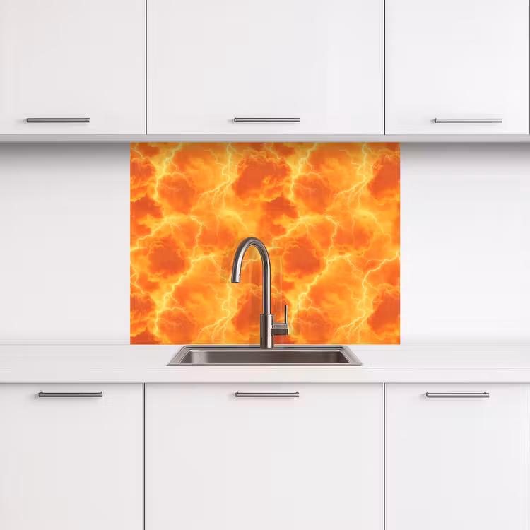 Küchenrückwand - Blitz - Sturm - Orange — 3