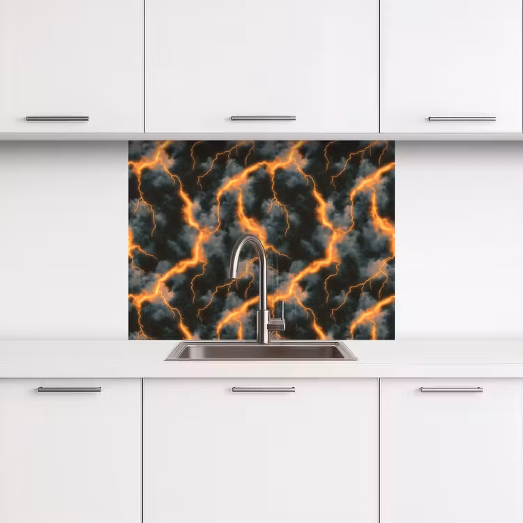 Küchenrückwand - Orange - Blitze - Wolken — 3