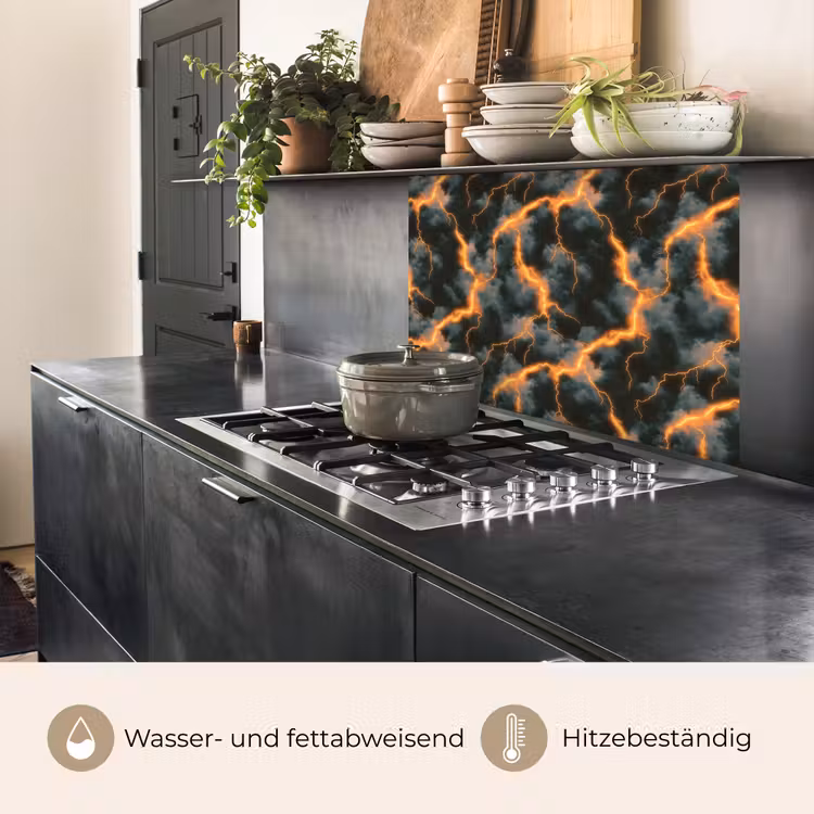 Küchenrückwand - Orange - Blitze - Wolken — 4
