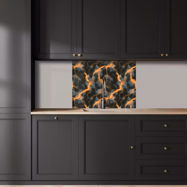 Küchenrückwand - Orange - Blitze - Wolken — 5