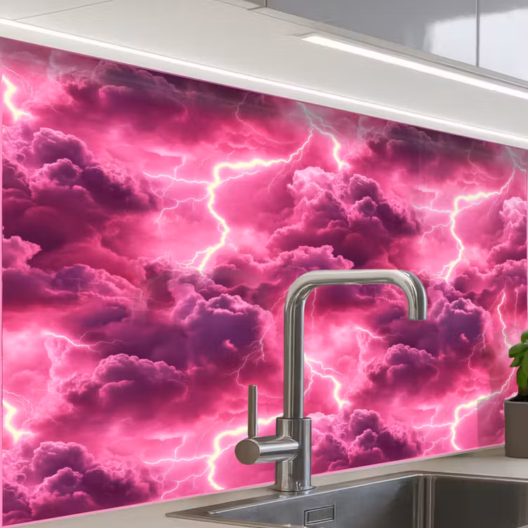 Küchenrückwand - Rosa - Gewitter - Wolken — 1