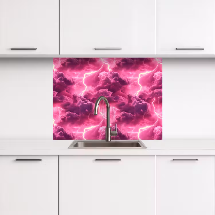 Küchenrückwand - Rosa - Gewitter - Wolken — 3