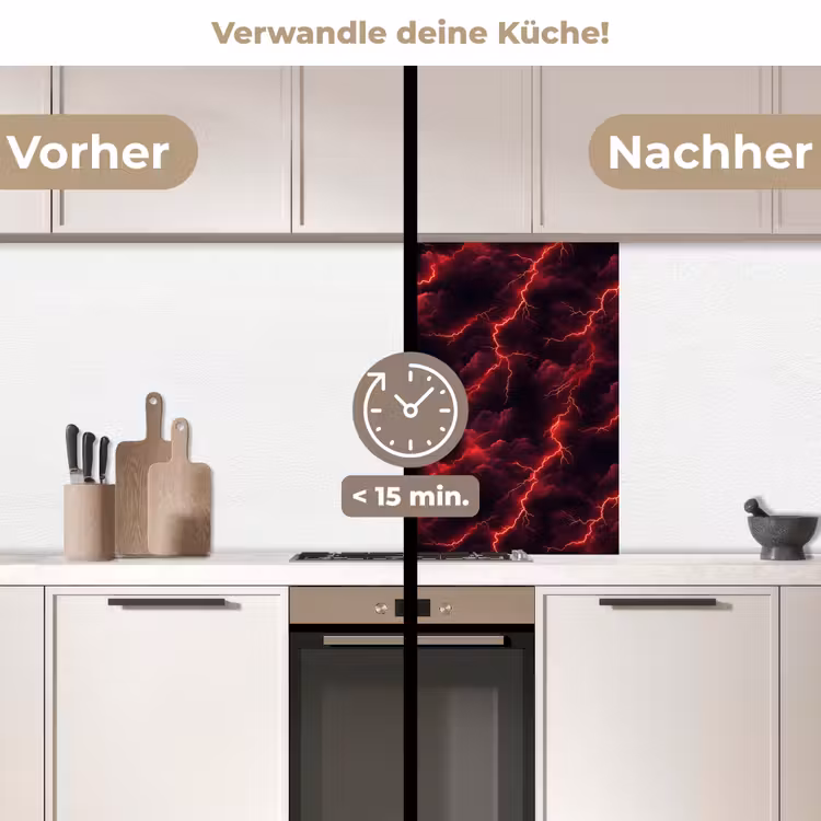 Küchenrückwand - Rot - Gewitter - Blitze - Wolken — 2