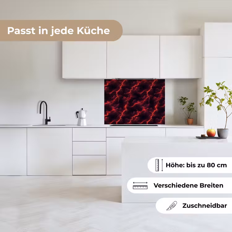 Küchenrückwand - Rot - Gewitter - Blitze - Wolken — 6