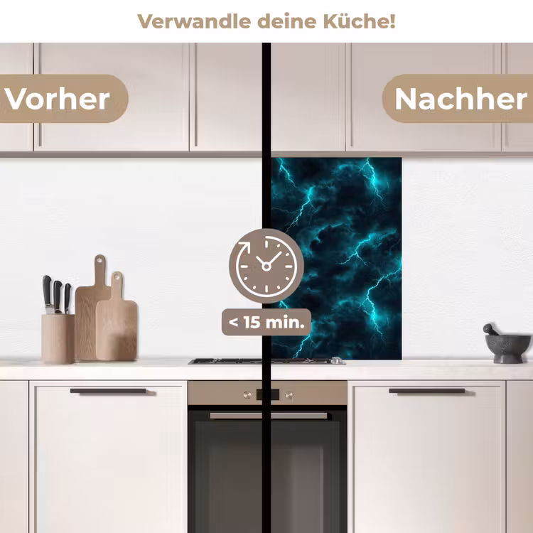 Küchenrückwand - Türkis - Blitze - Wolken — 2
