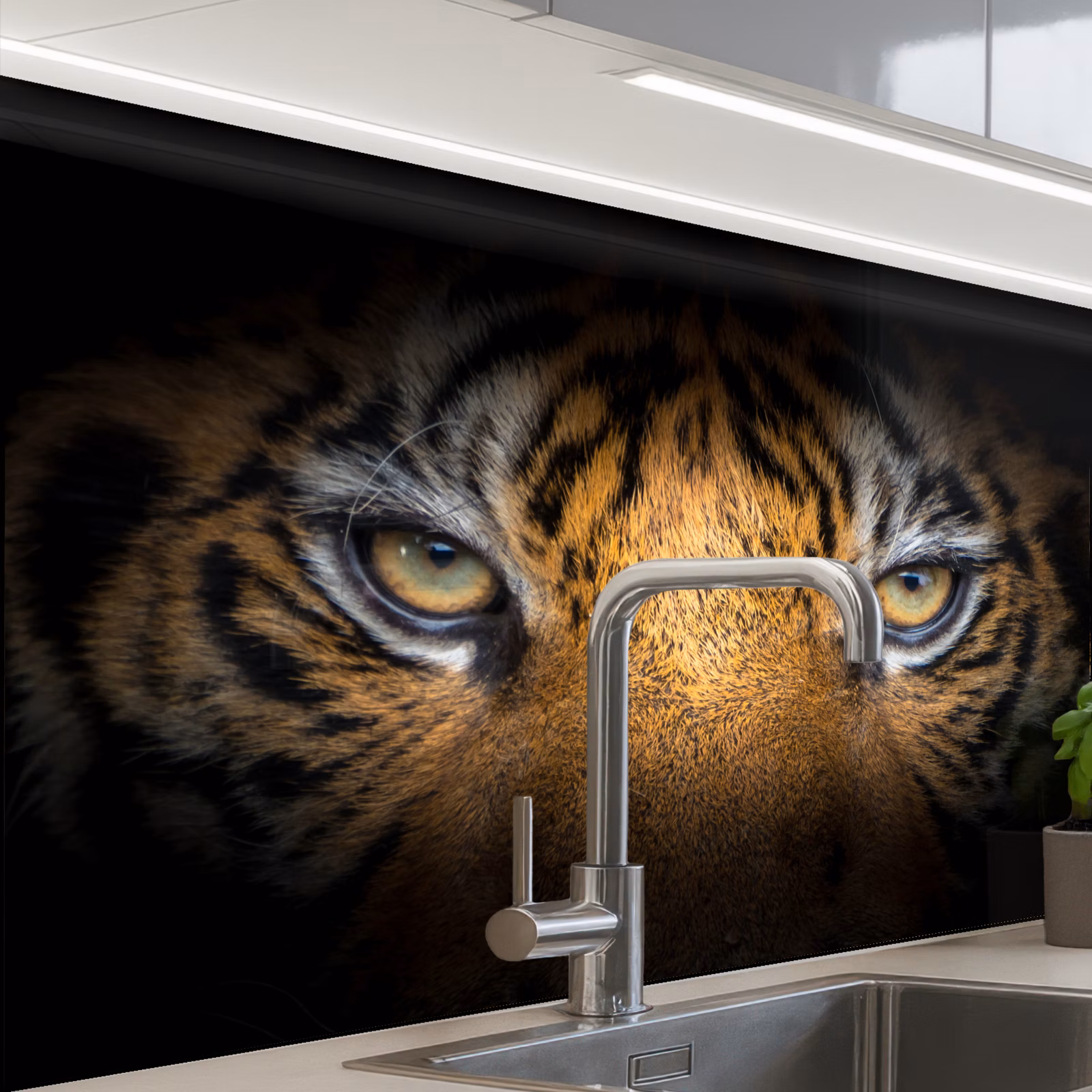 Küchenrückwand - Tiger - Schwarz - Tier — 1
