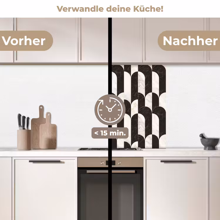 Küchenrückwand - Bögen - Kacheln - Marmor - Schwarz - Weiß — 2