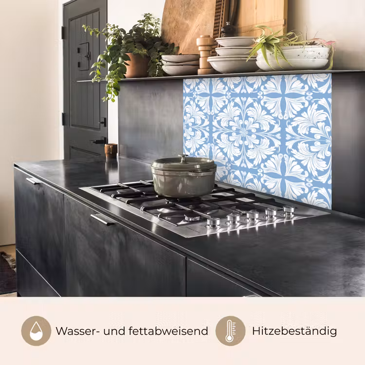 Küchenrückwand - Fliese - Muster - Weiß - Blau — 4