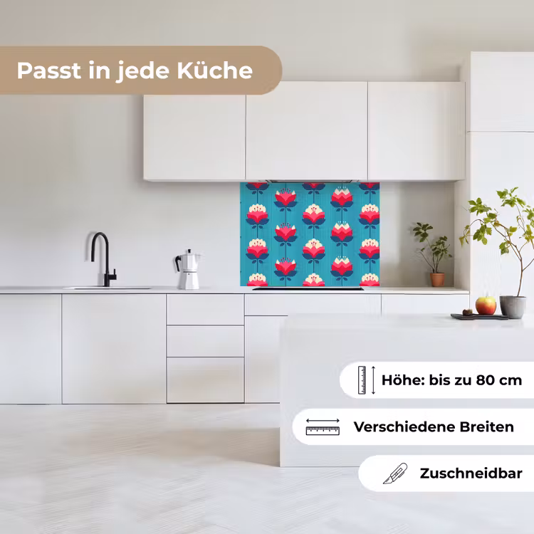 Küchenrückwand - Muster - Retro - Lilie — 6