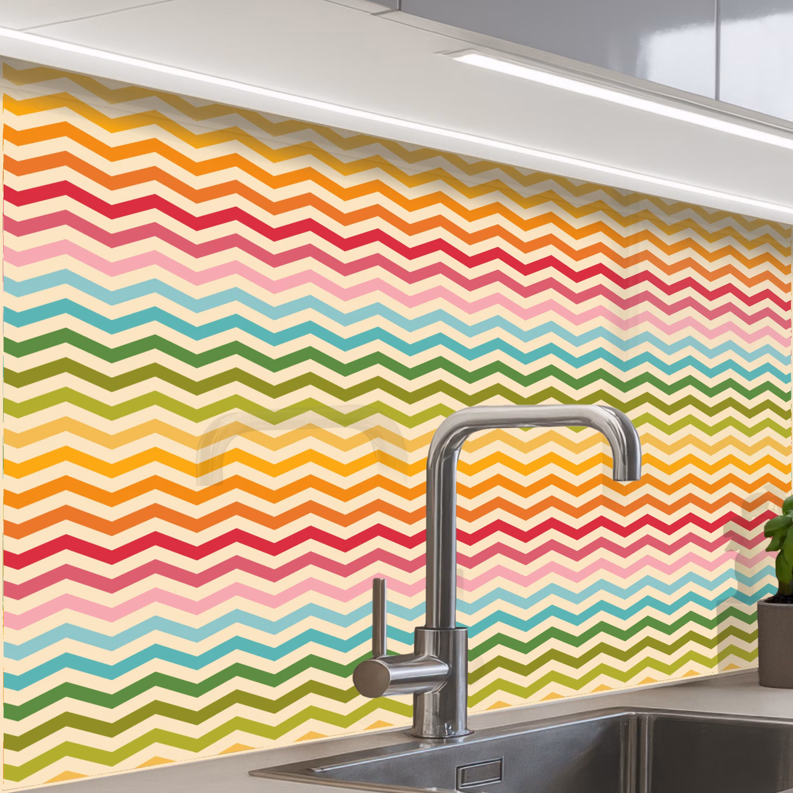 Küchenrückwand - Muster - Regenbogen - Retro — 1