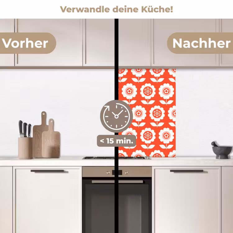 Küchenrückwand - Blumen - Muster - Rot — 2
