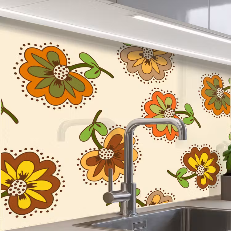 Küchenrückwand - Design - Blumen - Retro - Vintage — 1