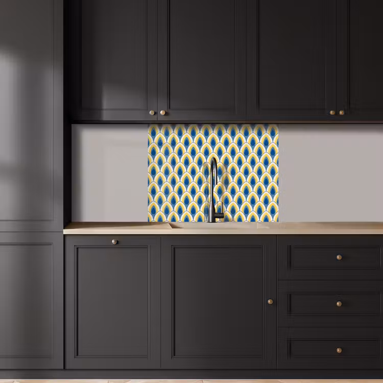 Küchenrückwand - Design - Muster - Retro - Gelb - Blau — 5