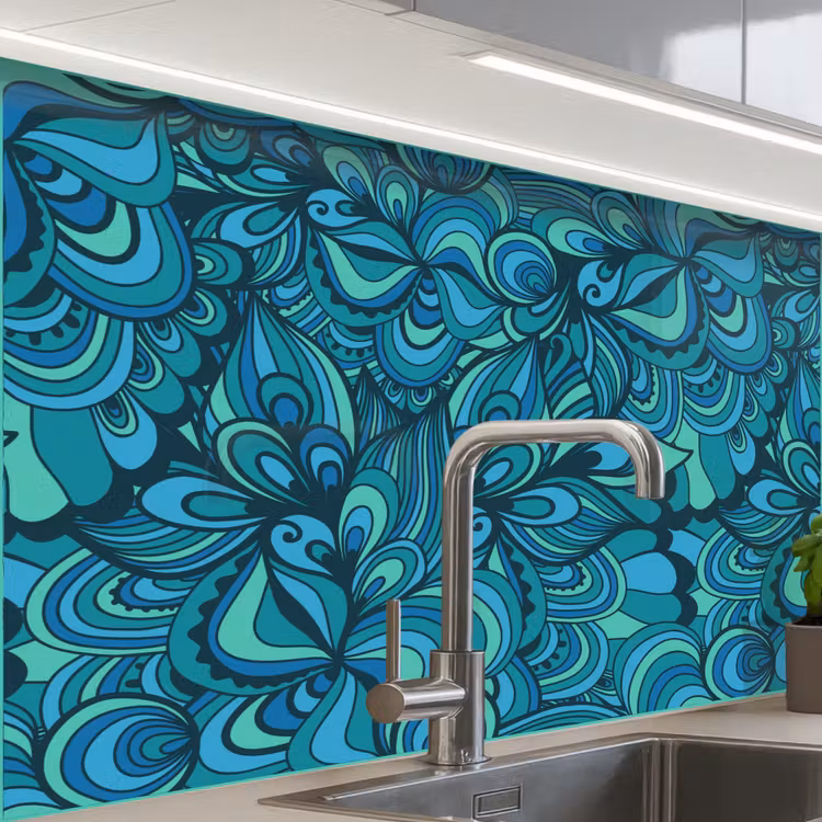 Küchenrückwand - Design - Vintage - Blau - Türkis — 1