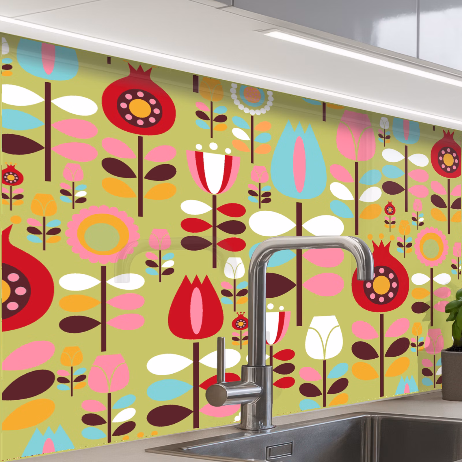 Küchenrückwand - Muster - Blumen - Farben — 1
