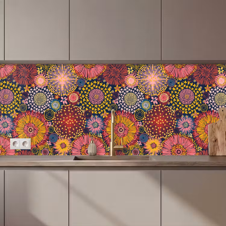 Küchenrückwand - Blumen - Muster - Linie — 1