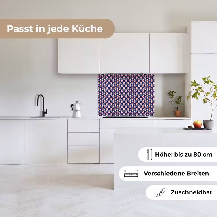 Küchenrückwand - Muster - Vintage - Blau - Rot — 6