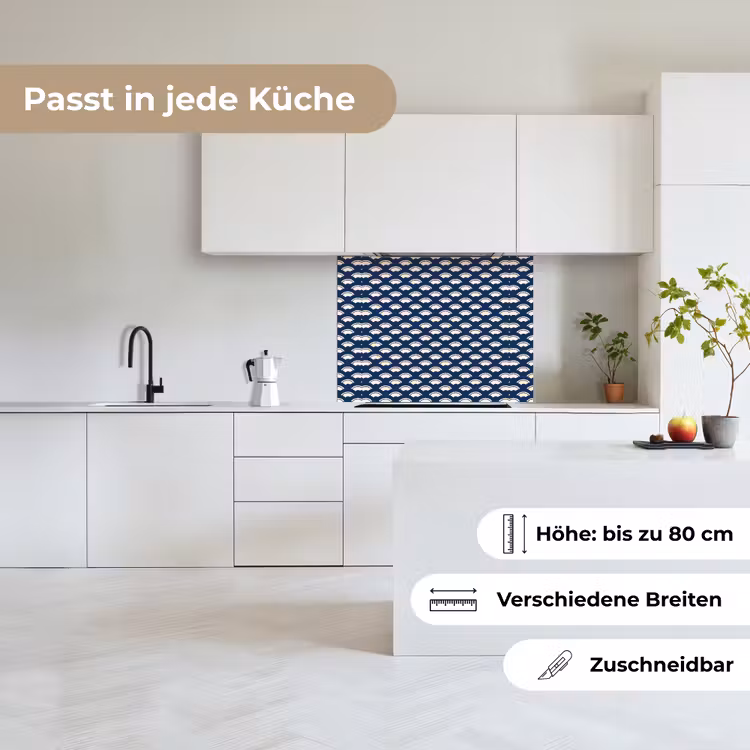 Küchenrückwand - Japanisch - Blau - Weiß - Muster — 6