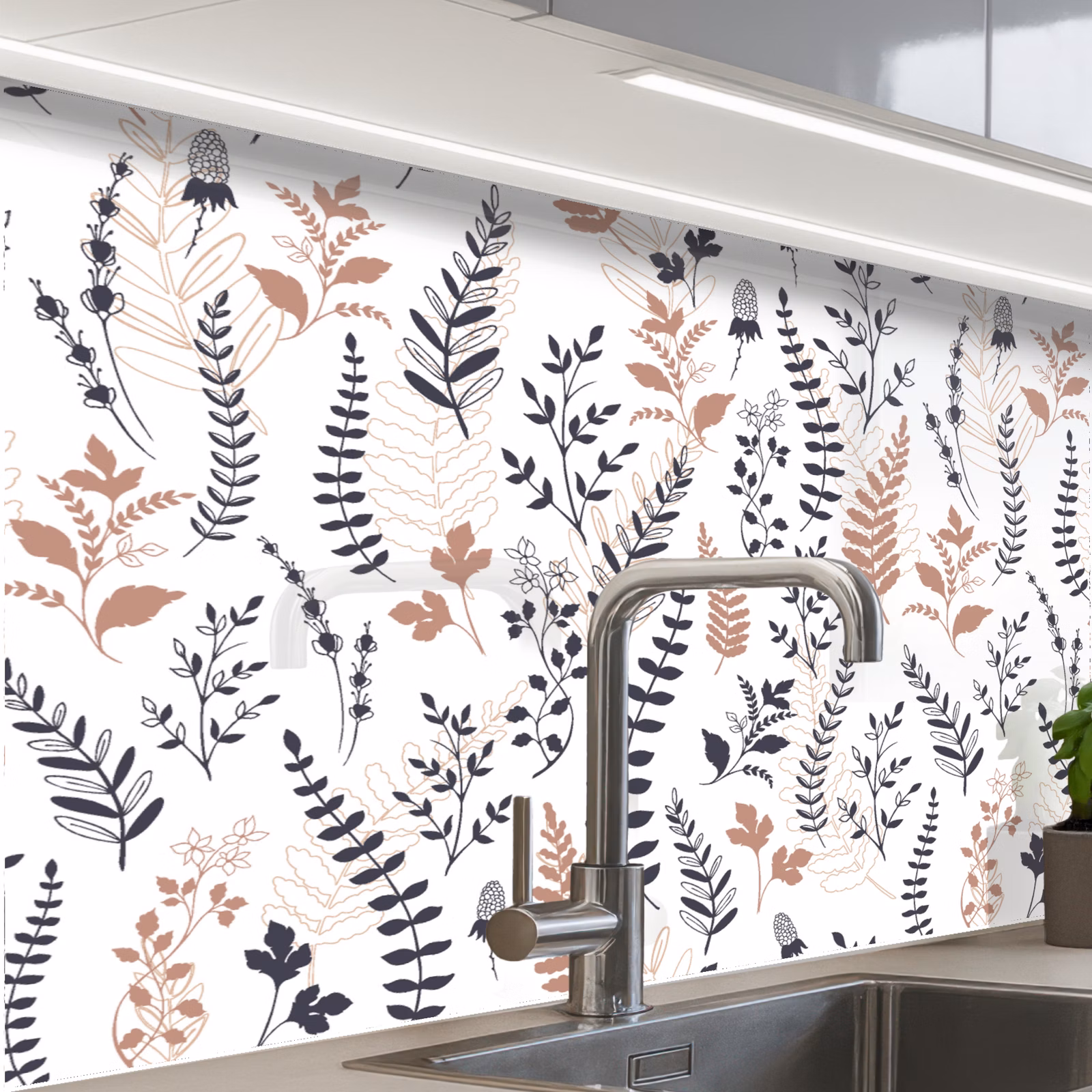 Küchenrückwand - Blätter - Blumen - Design — 1
