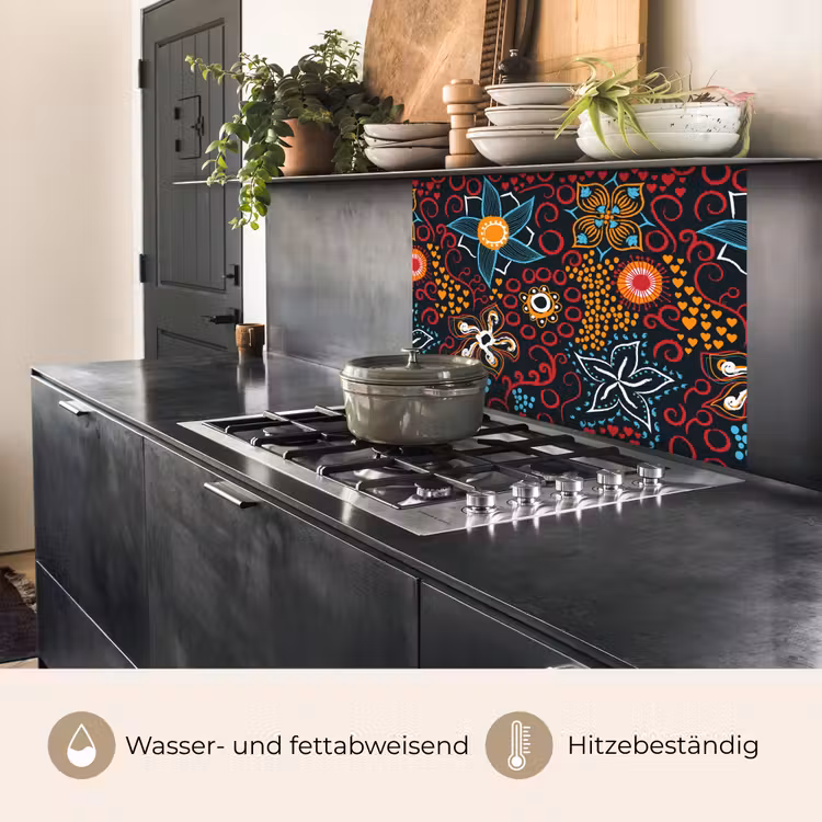 Küchenrückwand - Blumen - Rot - Muster — 4