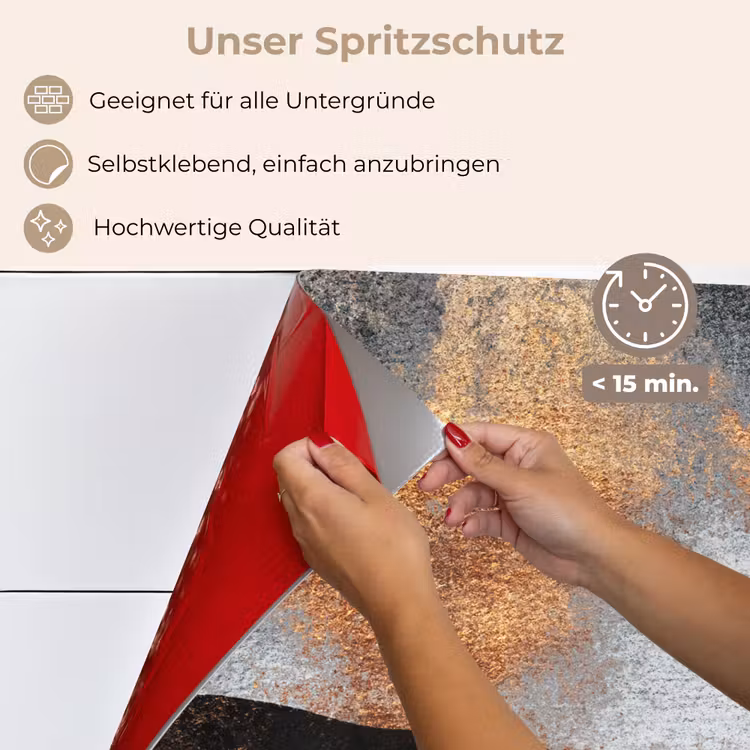 Spritzschutz Küche - Abstrakt - Gold - Chic - Schwarz - Grau — 4