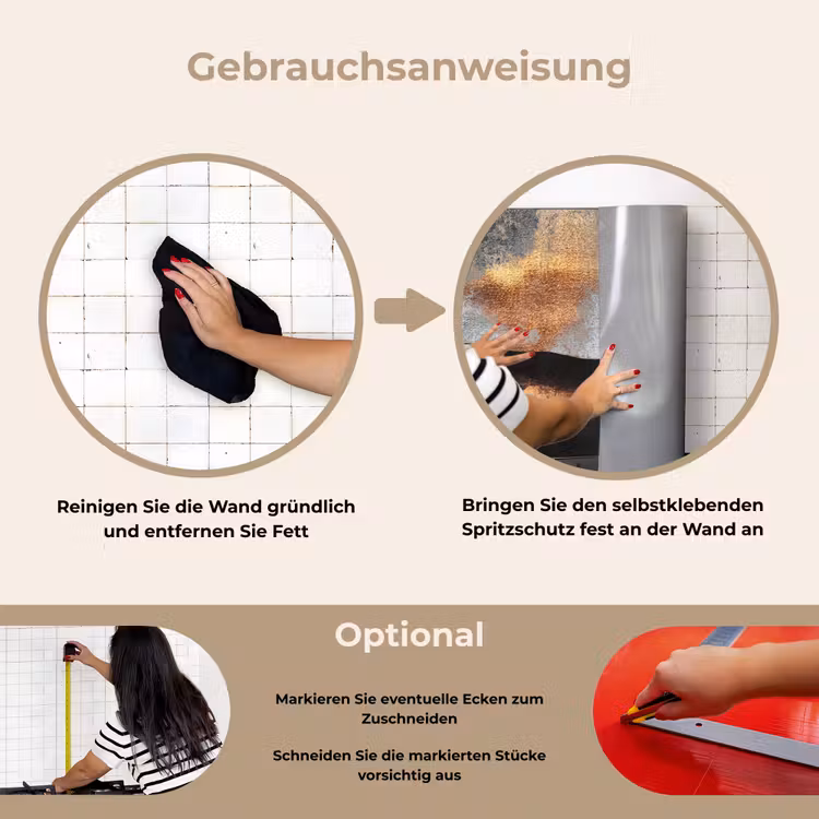 Spritzschutz Küche - Abstrakt - Gold - Chic - Schwarz - Grau — 6