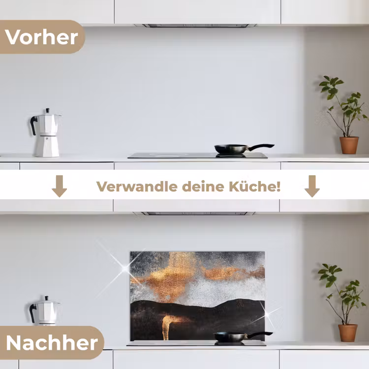 Spritzschutz Küche - Abstrakt - Gold - Chic - Schwarz - Grau — 7