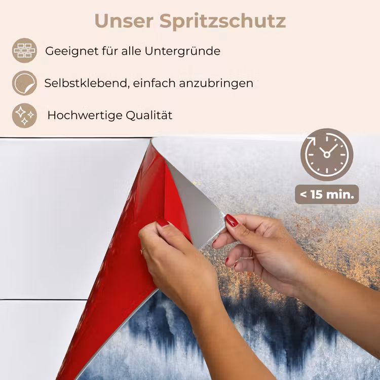 Spritzschutz Küche - Abstrakt - Gold - Luxus - Blau — 4