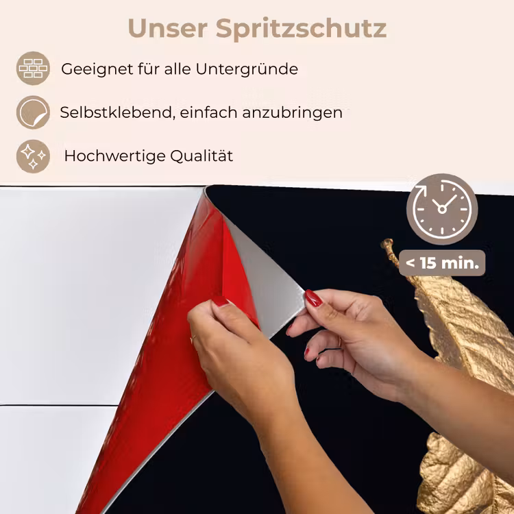 Spritzschutz Küche - Blätter - Luxus - Gold - Schwarz - Natur — 4