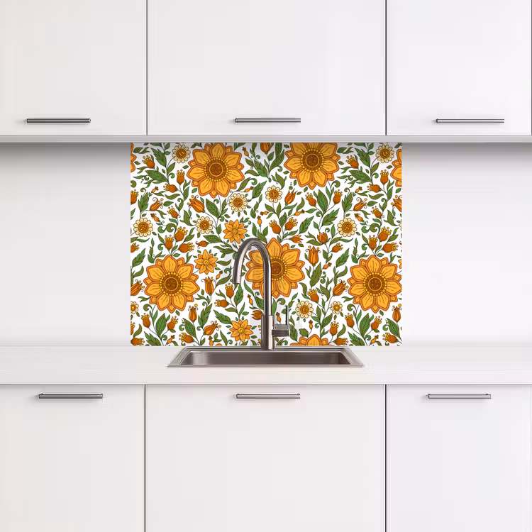 Küchenrückwand - Blumen - Orange - Design — 3
