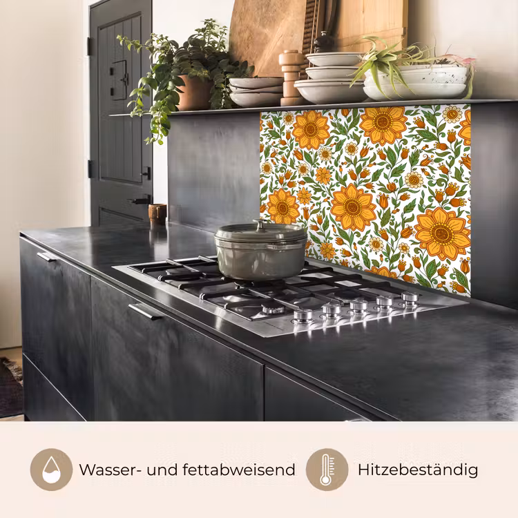 Küchenrückwand - Blumen - Orange - Design — 4
