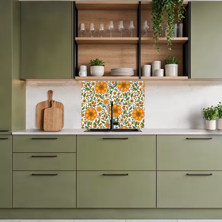 Küchenrückwand - Blumen - Orange - Design — 7