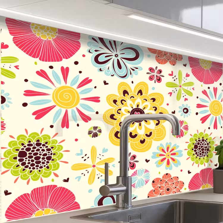 Küchenrückwand - Herz - Blumen - Muster — 1