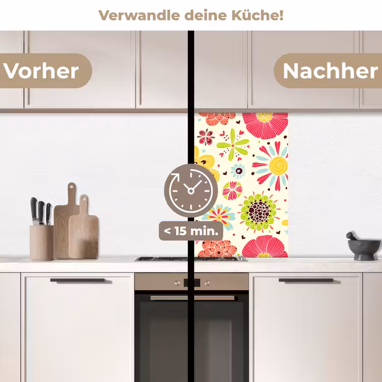 Küchenrückwand - Herz - Blumen - Muster — 2